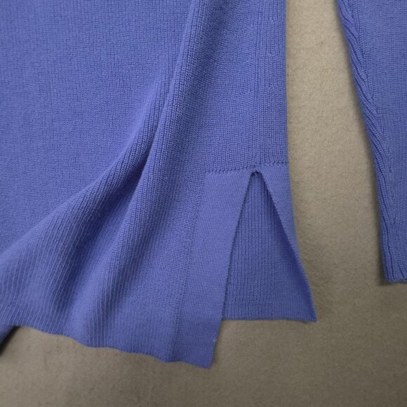 Talbots Cardigan Sweater Womens Medium Blue V-Neck Button Front Satin Trim Knit - Picture 5 of 13